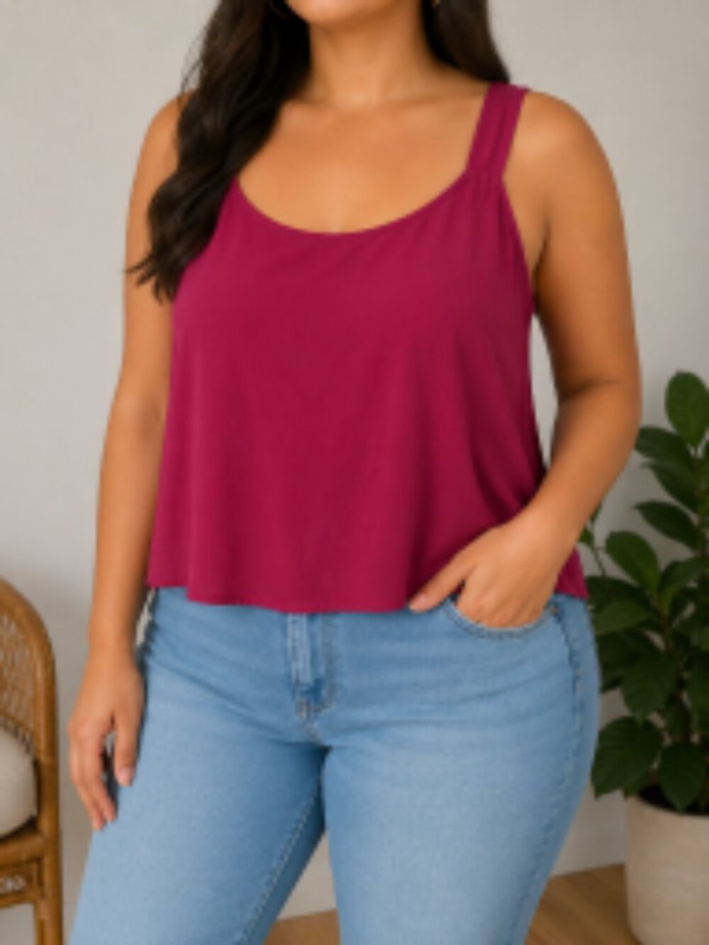 Vintage 90s Tess Hot Pink 100% Silk Crop Tank Top Size XL Y2K